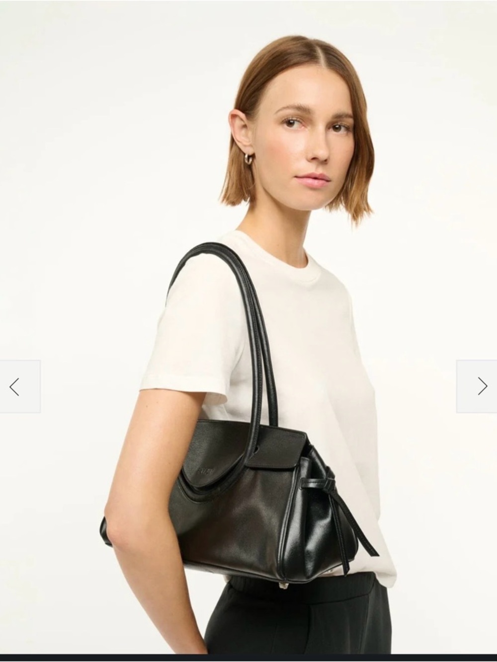 MAUDE Black Leather Shoulder Bag - Picture 4 of 10